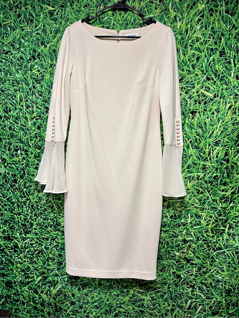 Calvin Klein Blush Pink Bell Sleeve Dress – Size 10